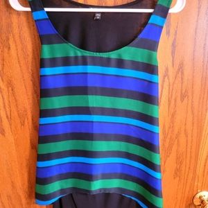 Green blue and black striped tank